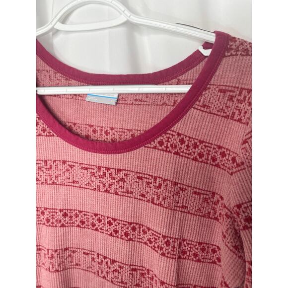 Columbia t-shirt Henley knit top women's large red pink cabin look comfortable - Picture 2 of 16